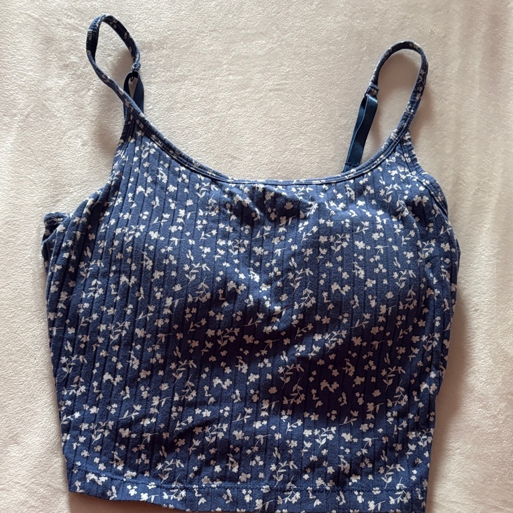 Old Navy Navy Blue Floral Tank Top